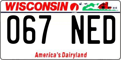 WI license plate 067NED