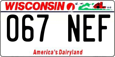 WI license plate 067NEF