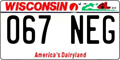 WI license plate 067NEG