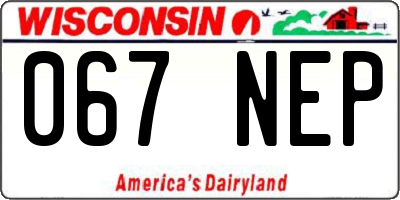 WI license plate 067NEP