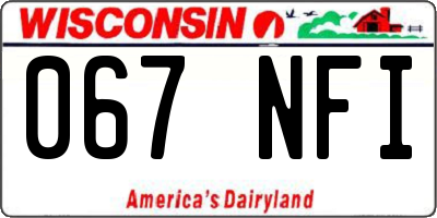 WI license plate 067NFI