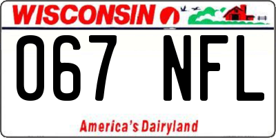 WI license plate 067NFL