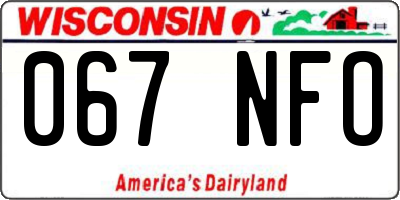 WI license plate 067NFO