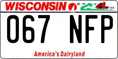 WI license plate 067NFP