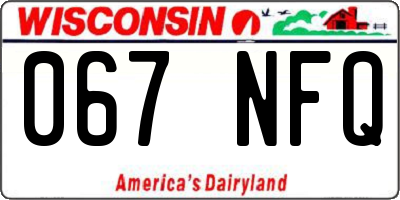 WI license plate 067NFQ