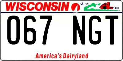 WI license plate 067NGT