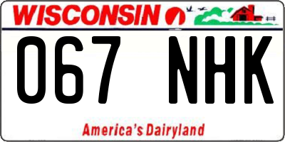 WI license plate 067NHK