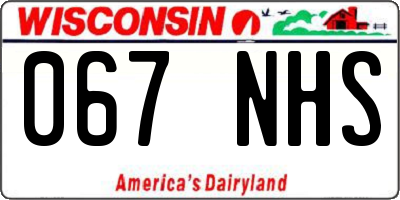 WI license plate 067NHS
