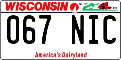 WI license plate 067NIC