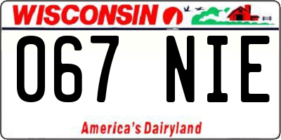WI license plate 067NIE
