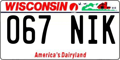 WI license plate 067NIK