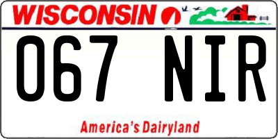 WI license plate 067NIR
