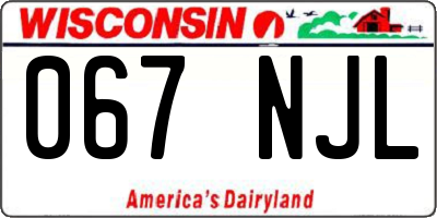 WI license plate 067NJL
