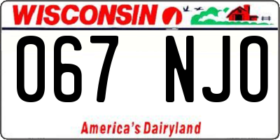 WI license plate 067NJO