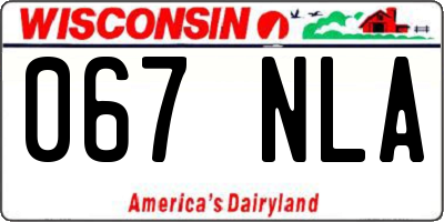 WI license plate 067NLA