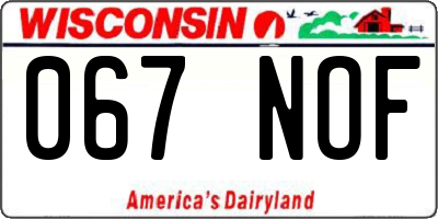 WI license plate 067NOF