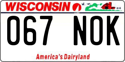WI license plate 067NOK