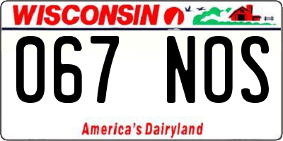 WI license plate 067NOS