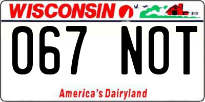 WI license plate 067NOT