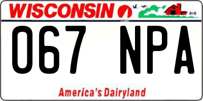 WI license plate 067NPA