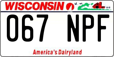 WI license plate 067NPF