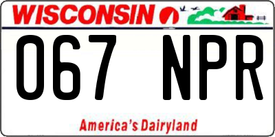 WI license plate 067NPR