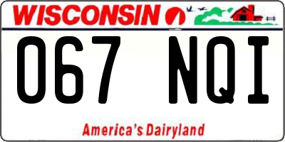WI license plate 067NQI
