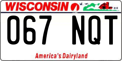 WI license plate 067NQT