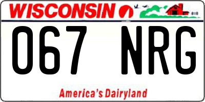 WI license plate 067NRG