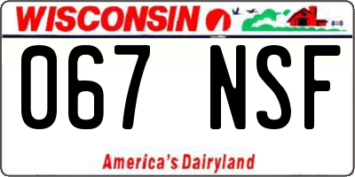 WI license plate 067NSF