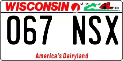 WI license plate 067NSX