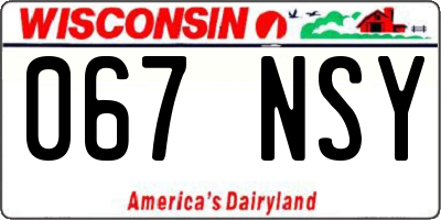 WI license plate 067NSY