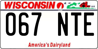 WI license plate 067NTE