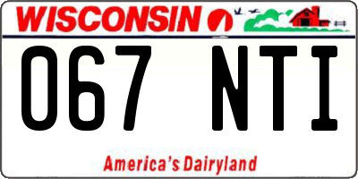 WI license plate 067NTI