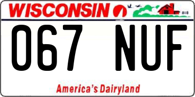 WI license plate 067NUF