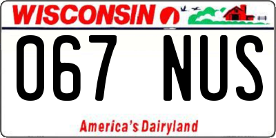 WI license plate 067NUS