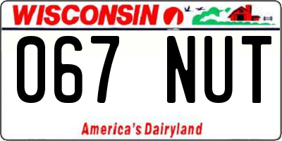 WI license plate 067NUT