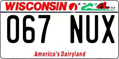 WI license plate 067NUX