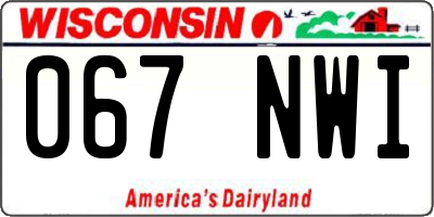 WI license plate 067NWI