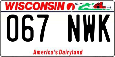 WI license plate 067NWK