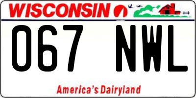 WI license plate 067NWL