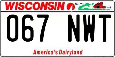 WI license plate 067NWT