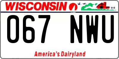 WI license plate 067NWU