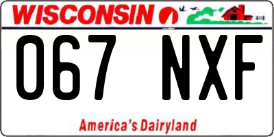 WI license plate 067NXF