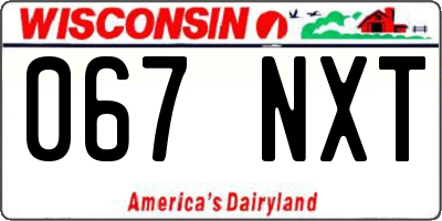 WI license plate 067NXT