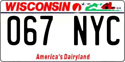 WI license plate 067NYC