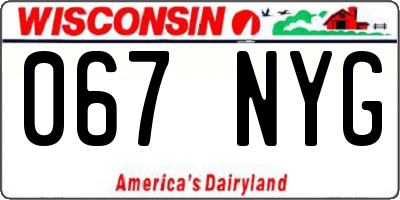 WI license plate 067NYG