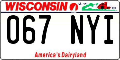 WI license plate 067NYI