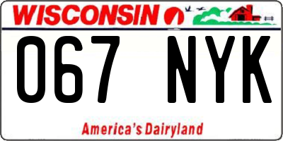 WI license plate 067NYK