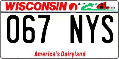 WI license plate 067NYS